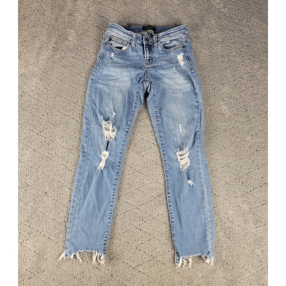 Judy Blue Jeans Womens 3 Blue Straight Fit Distressed Raw Hem Low Rise Denim